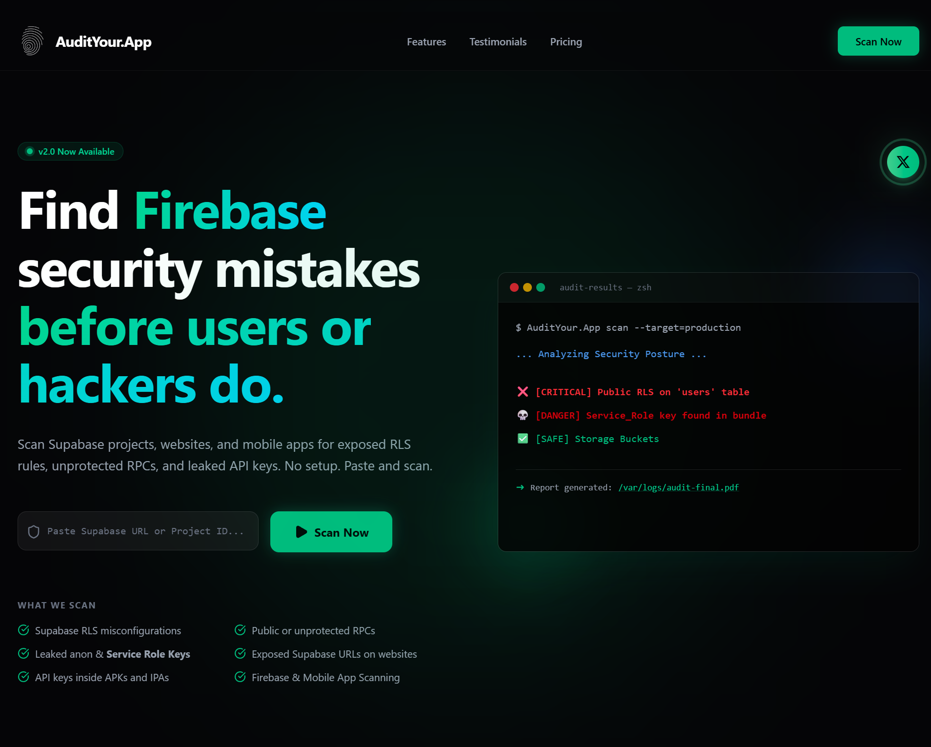 AuditYourApp homepage