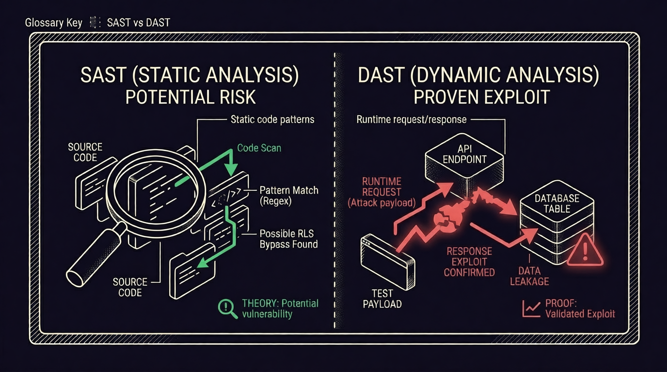 SAST vs DAST glossary wireframe
