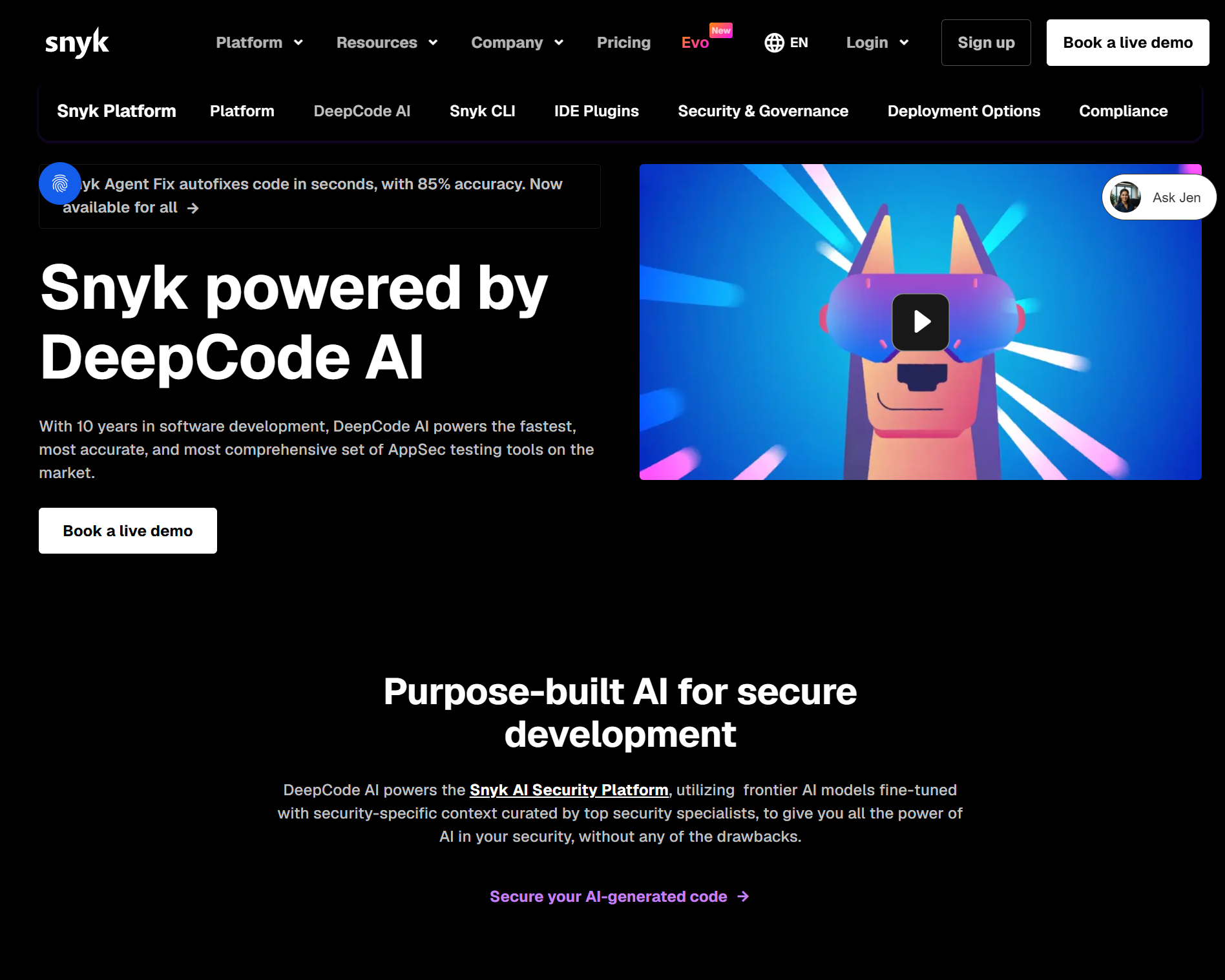 Snyk homepage
