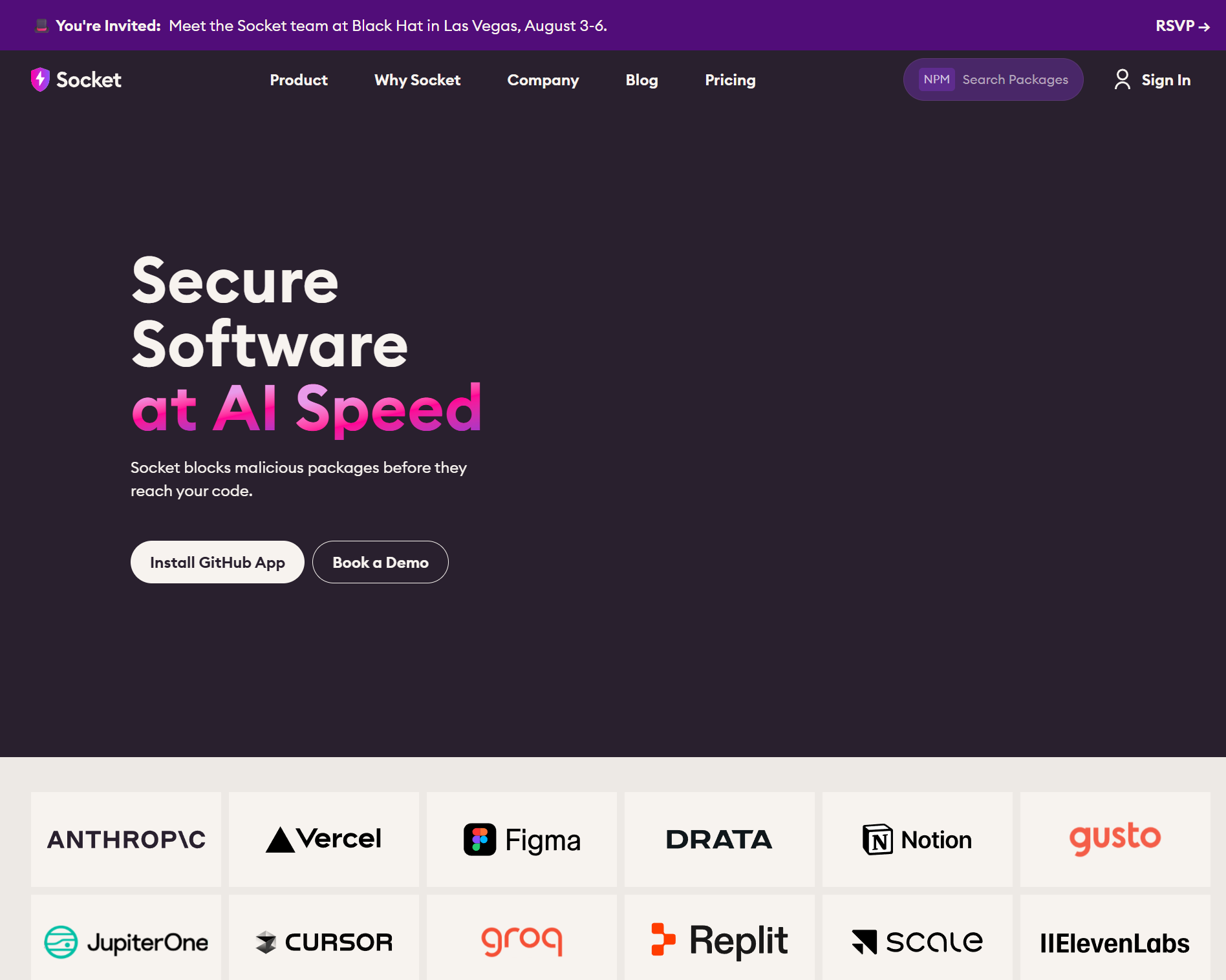 Socket.dev homepage
